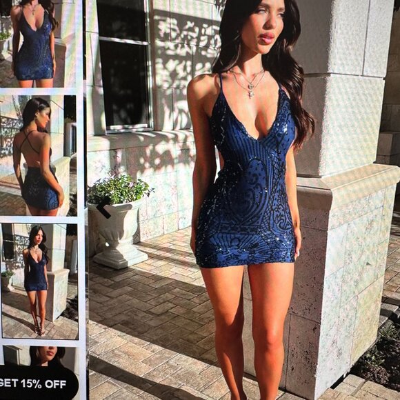 Tesla Navy Sequin Dess-Size 6-Brand New! - Picture 1 of 6